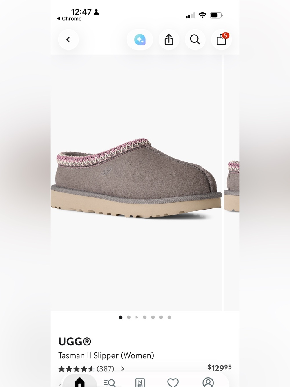 UGG Tasman II Slipper - Taupe with Pink Trim (Women)